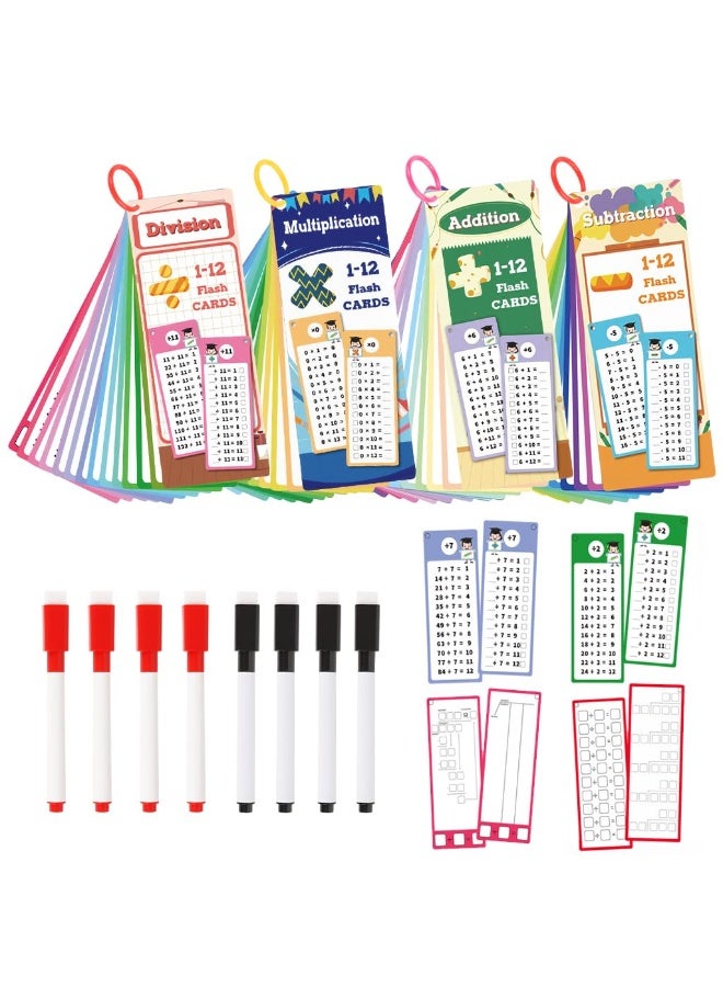 Capstro 4-in-1 Math Flash Cards for Kids – Addition, Subtraction, Multiplication & Division | Reusable Write Practice Cards for Early Math, Mental Arithmetic & Skill Building - Image 1